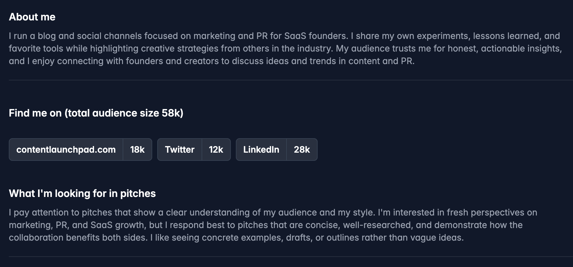 Fill out your profile information